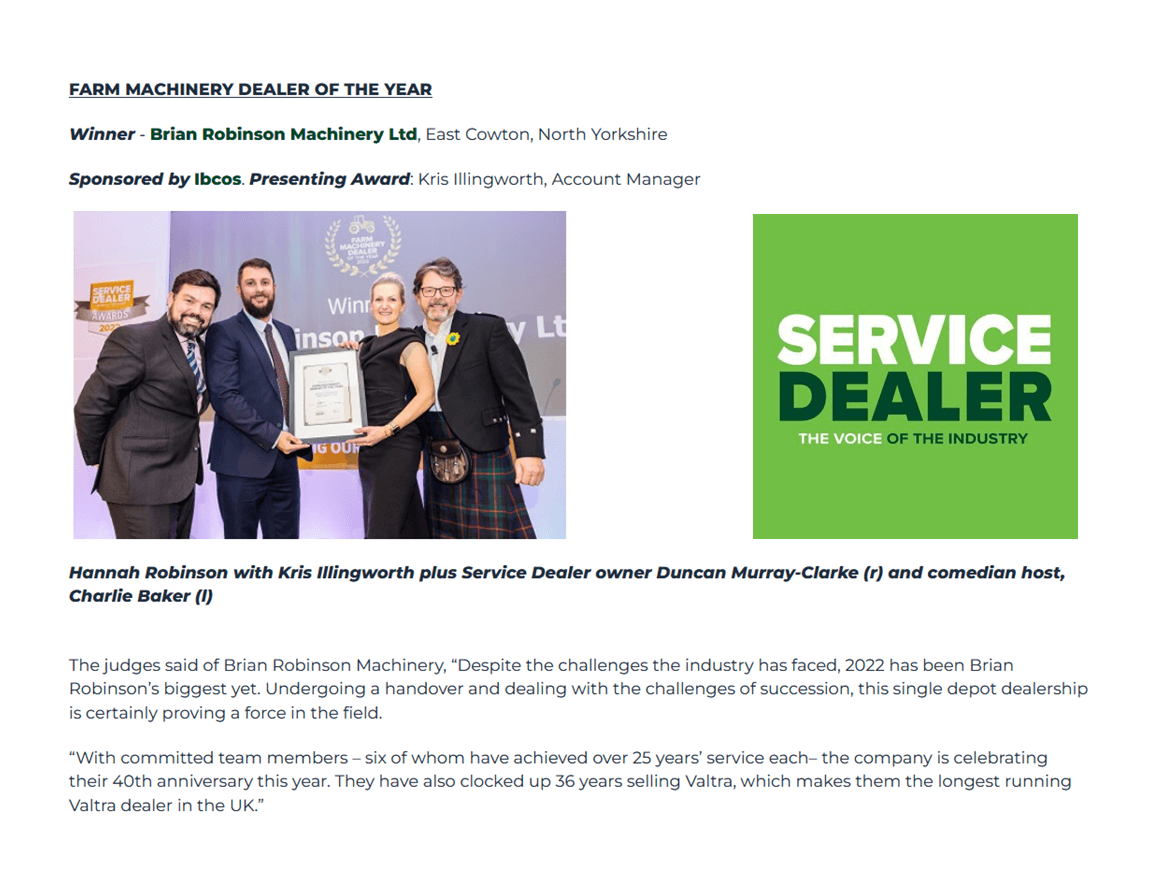 service dealer of the year 2022